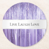 Lila Silberglam Tinsel Streifen Runder Pappuntersetzer (Vorderseite)