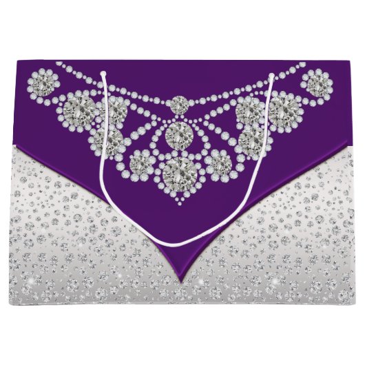 Lila Silbergrau-Diamantdruckerin Große Geschenktüte (Vorderseite)