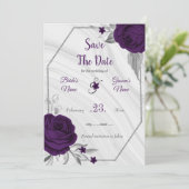 lila silbergrau, elegant, blumenreich save the date (Stehend Vorderseite)