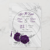 lila silbergrau, elegant, blumenreich save the date (Vorne/Hinten)