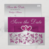 Lila, Silbergrau, floral Save the Date Postkarte (Vorne/Hinten)