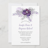 Lila Silbergraue Blume Hochzeit | Einladung (Vorderseite)