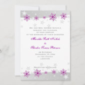 Lila Silbergraue Schneeflocke Einladung (Vorderseite)