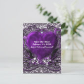 Lila & Silberherz Sparkle Save the Date Party Ankündigungspostkarte (Stehend Vorderseite)