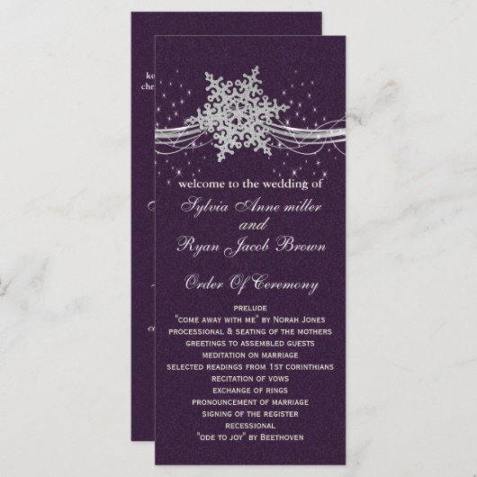 lila Silberhochzeitprogramme Teelänge Programm (Vorne/Hinten)