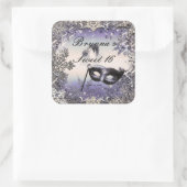 Lila- & Silbermaskaden & Winterschneeflocken Quadratischer Aufkleber (Tasche)