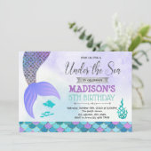 Lila Silbermünze Geburtstagsausschreibung Einladung (Stehend Vorderseite)