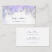 lila Silberne Aquarellkarte Visitenkarte (Vorne/Hinten)