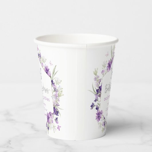 Lila silberne Butterfly kisses baby Dusche Pappbecher (Rechts)