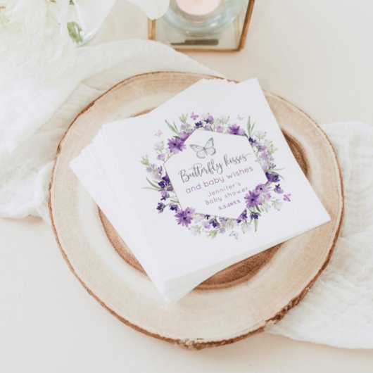Lila silberne Butterfly kisses baby Dusche Serviette