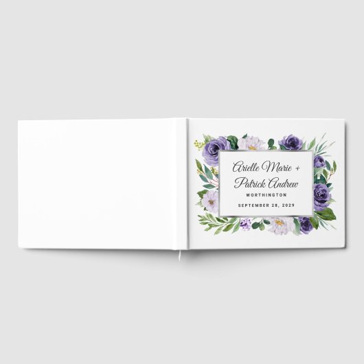 Lila Silberne graue Wasserfarbenblume Gästebuch (Voll)