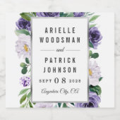 Lila Silberne graue Wasserfarbenblume Schaumweinetikett (Einzelnes Label)