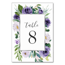 Lila Silberne graue Wasserfarbenblume Tischnummer