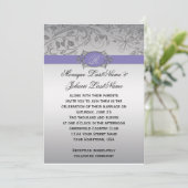 Lila silberne mit Filigran geschmückte Einladung (Stehend Vorderseite)