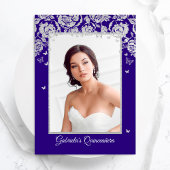 Lila Silberne Rose Schmetterlinge Quinceanera Foto Einladung