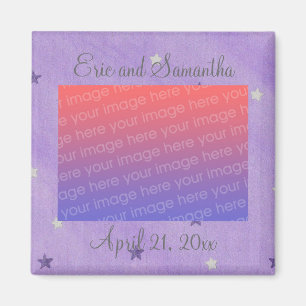 Lila silberne Sterne, Save the Date Fotomagneten Magnet