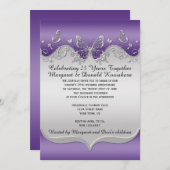 Lila silberne verzierte Schmetterlings-25. Einladung (Vorne/Hinten)