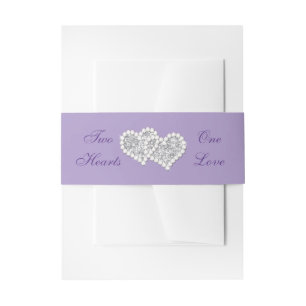 Lila silberne Wedding Herzen Einladungsbanderole
