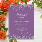 Lila Silberner Glitzer HochzeitRehearsal Abendesse Save The Date