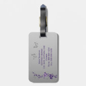 Lila, silberner Schmetterlings-Blumengepäck-Umbau Gepäckanhänger (Rückseite vertikal)