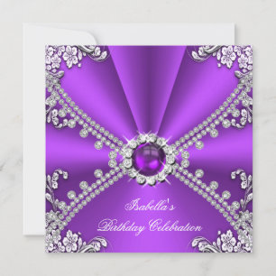Lila Silberner Unechter Diamant Schmuck Geburtstag Einladung