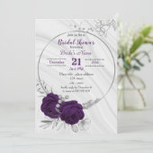 lila silbernes Brautparty Einladung (Stehend Vorderseite)