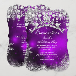 Lila silbernes Quinceanera 15. Winter Wonderland Einladung