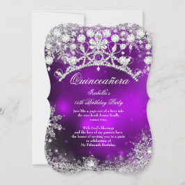 Lila silbernes Quinceanera 15. Winter Wonderland Einladung