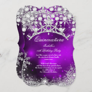 Lila silbernes Quinceanera 15. Winter Wonderland Einladung