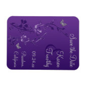 Lila, silbernes Schmetterlingsfloralmagazin Rett D Magnet (Horizontal)