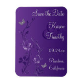 Lila, silbernes Schmetterlingsfloralmagazin Rett D Magnet (Vertikal)