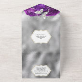 Lila Silberschmetterling Schimmer Glitzer Rose All In One Einladung (Außenbereich)