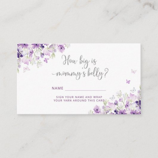 Lila Silberschmetterling, wie groß der Bauch der M Begleitkarte (Vorderseite)