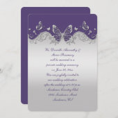 Lila Silberschmetterlinge, nur Empfang Einladung (Vorne/Hinten)