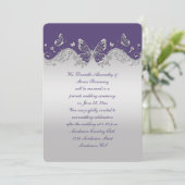 Lila Silberschmetterlinge, nur Empfang Einladung (Stehend Vorderseite)