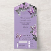 Lila Silberschmetterlingshochzeit All In One Einladung (Innen Boden)