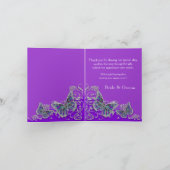 Lila Silberschmetterlingshochzeit Dankeskarte (Innenseite)