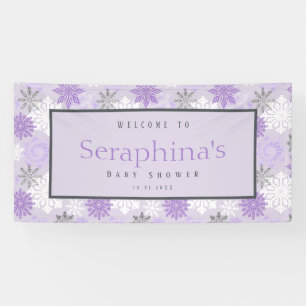Lila Silberschneeflocken Winterkindern Kinderdusch Banner
