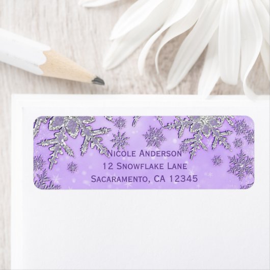 Lila Silberschneeflocken Winterwonderland Party (Insitu)