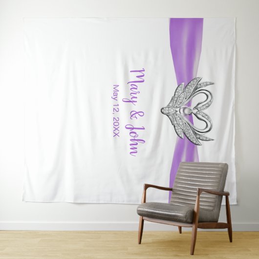 Lila Silberschwänze mit Ribbon - Hochzeitskugel Wandteppich (Beispiel (Horizontal))