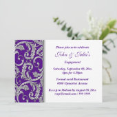 Lila Silberschwirl-Verlobung-Jubiläum CUSTOM Einladung (Stehend Vorderseite)