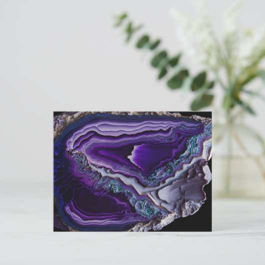 Lila Silbersteine Akrylpour Art Postkarte (Stehend Vorderseite)
