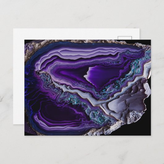 Lila Silbersteine Akrylpour Art Postkarte (Vorne/Hinten)