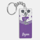 Lila Silbersteine Cheer-führendes Personalisiert Schlüsselanhänger (Vorderseite links)