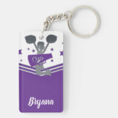 Lila Silbersteine Cheer-führendes Personalisiert Schlüsselanhänger (Rückseite)