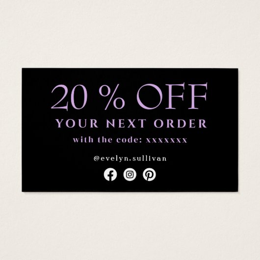 Lila Silbertablett dank Discount-Karte (Rückseite)