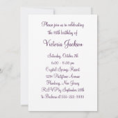 Lila Silberwirl Elegante 16 . Geburtstag Einladung (Rückseite)