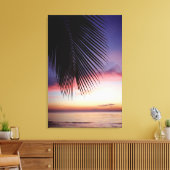 Lila Silhouette des Sunset Beach Tropical Palm Tre Leinwanddruck (Insitu (Wohnzimmer))