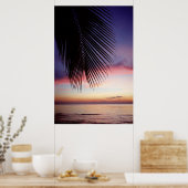 Lila Silhouette des Sunset Beach Tropical Palm Tre Poster (Küche)