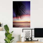 Lila Silhouette des Sunset Beach Tropical Palm Tre Poster (Heimbüro)